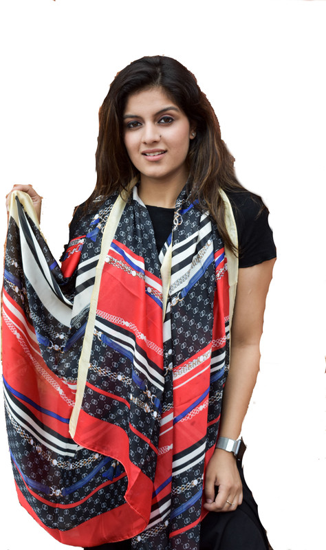 organic fab Striped Satin Blend Women Scarf