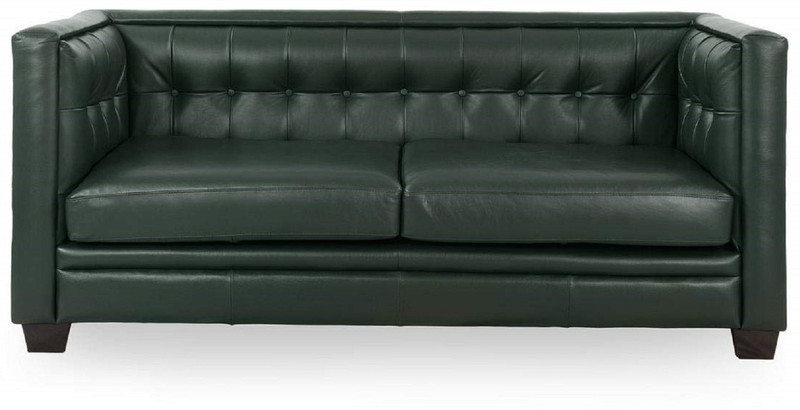 gnanitha Leather 3 Seater  Sofa(Finish Color - black)
