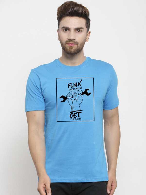 fabino Graphic Print Men & Women Round Neck Blue T-Shirt