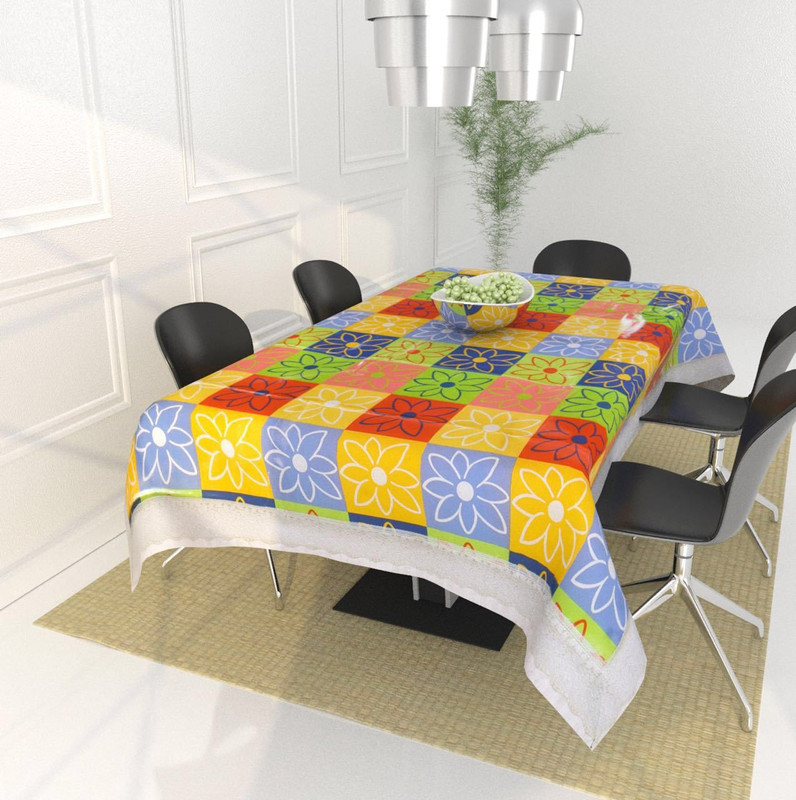 parasar Printed 4 Seater Table Cover(Yellow, Blue, Green, PVC)