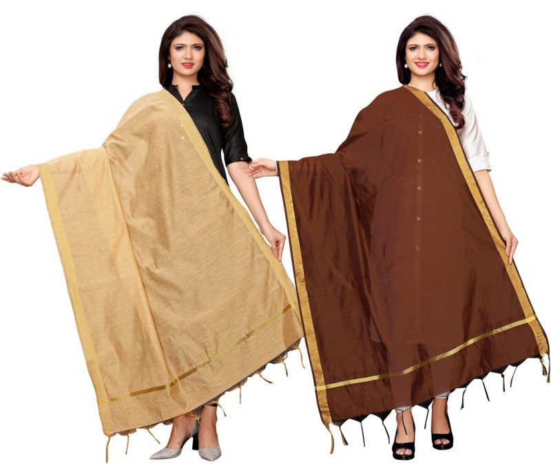 Swaron Cotton Blend, Poly Silk, Cotton Silk Self Design Women Dupatta