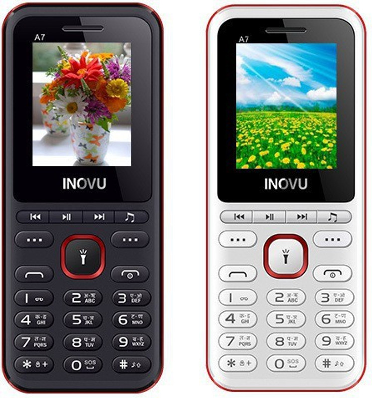 Inovu A7 Combo Of Two Mobiles(White&Red, Black&Red)