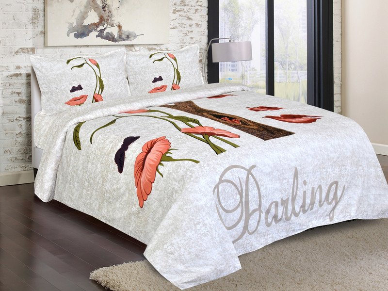 sapphirelanes 210 TC Cotton Double Floral Bedsheet(Pack of 1, Light Red Flower on off white back ground, Mult color, Brown)
