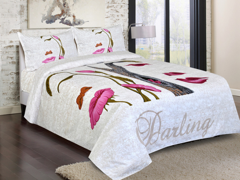 sapphirelanes 210 TC Cotton Double Floral Bedsheet(Pack of 1, Light Pink Flower on off white back ground, Mult color, Grey)