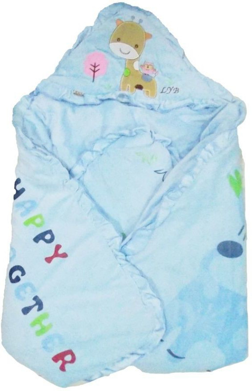 1st baby Cartoon Single Hooded Baby Blanket(Cotton, Blue)