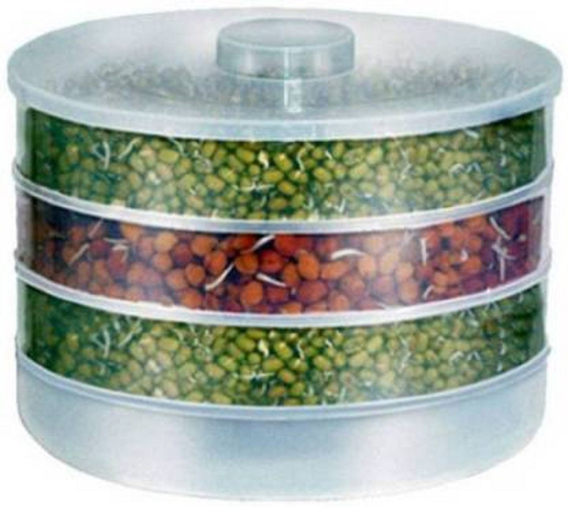kreeza fashion Food Grade Plastic Sprout Maker with 3 Layer Bowl - 3000 ml Plastic Utility Box  - 300 ml Plastic Grocery Container(Clear)