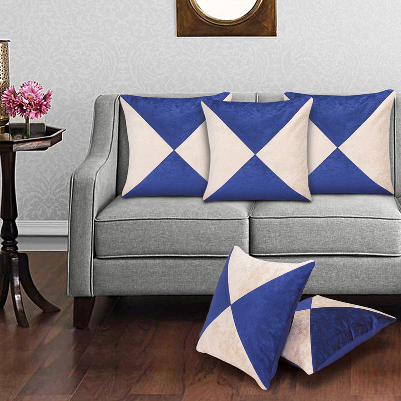 diyank Text Print Cushions & Pillows Cover(Pack of 5, 40 cm*40 cm, Blue)