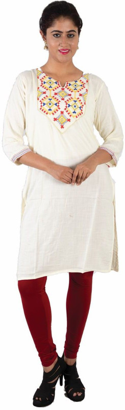 mittoo Women Resham Embroidery, Solid Straight Kurta(Multicolor)