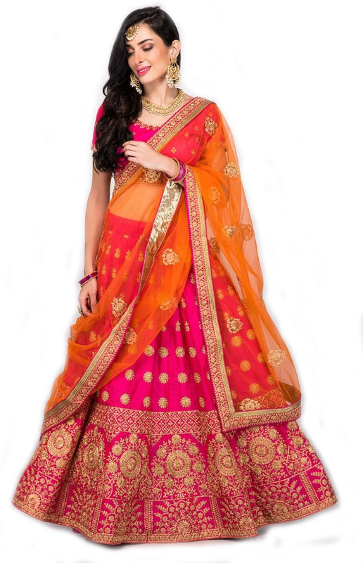 kiya Embroidered Semi Stitched Lehenga, Choli and Dupatta Set(Blue)