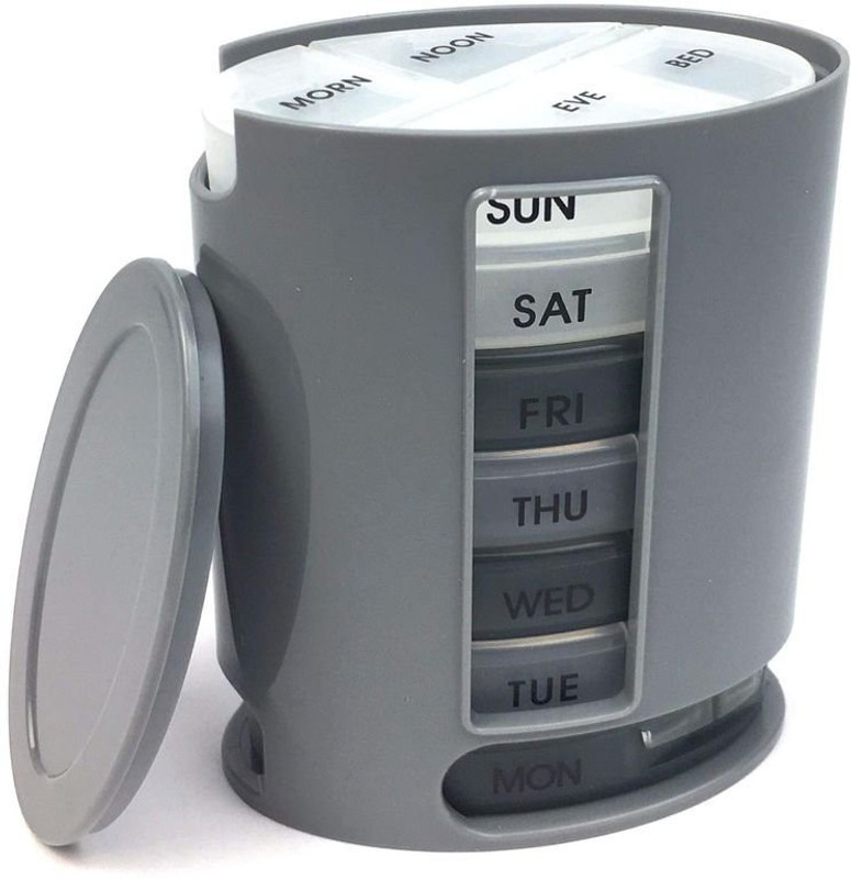 unique vatika 7 Day Pill Pro Organizer 7 Portable Tray Pill Box with 4 Compartments Organize Medicine and Vitamins for Each day Storage Box Pill Box(cleare)