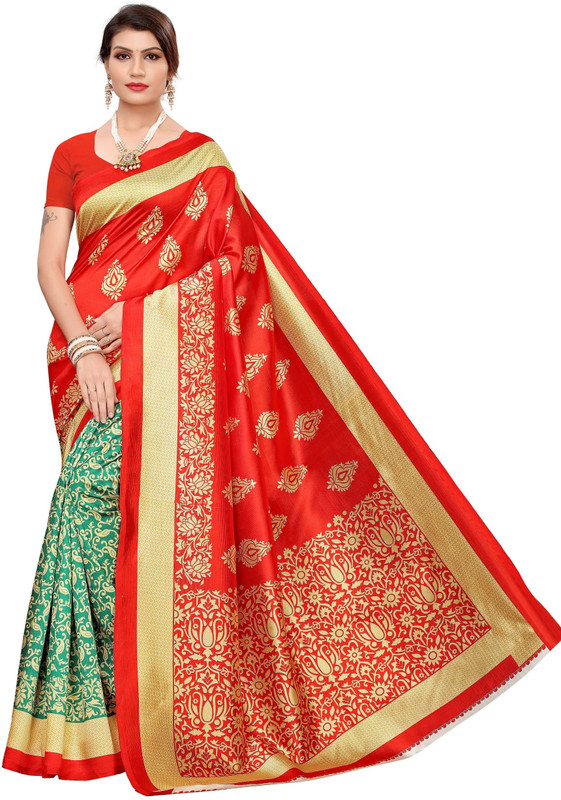 i khodal sales Printed Banarasi Art Silk Saree(Multicolor)