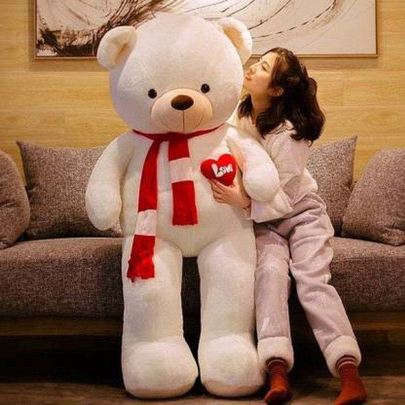 littlehug Bear With Scarf Stuffed Animals  - 152 cm(White)