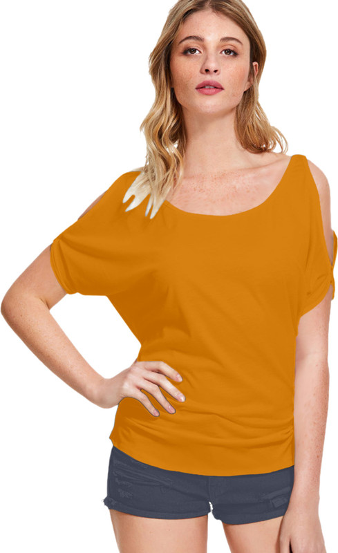couple world Casual Half Sleeve Washed Women Yellow Top