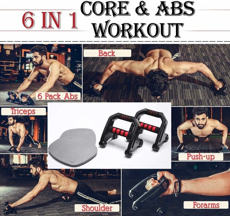 keekos Abs Whole Body Workout abs roler for men Push-up Bar(Black)