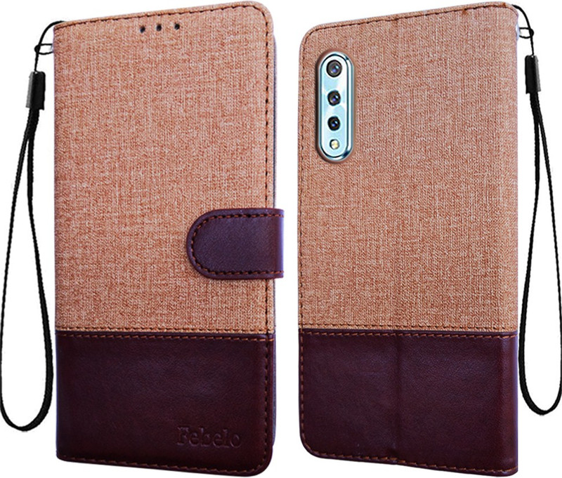 Febelo Flip Cover for Vivo S1, Vivo Z1x(Vintage Brown, Cases with Holder)