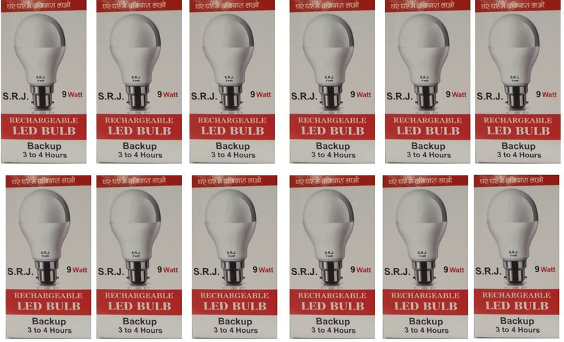 srj LED Rechargeable Inverter Bulb Emergency Light pack of 12 Emergency Light(White)