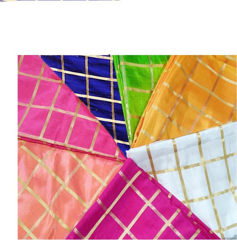 nilkanth knitting Silk Checkered Blouse Material(Unstitched)