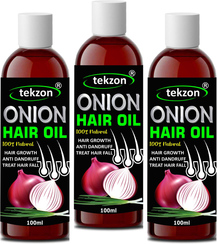 tekzon 100% Natural Onion Oil For Hair Growth | With 14 Natural Oils (Pack of 3)(300 ml)
