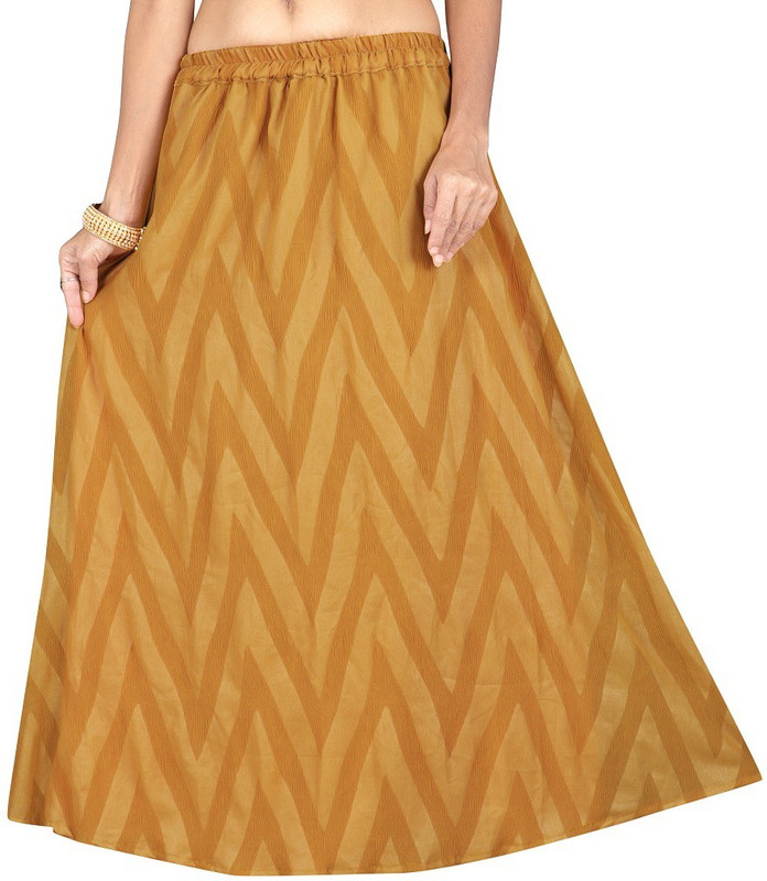 mohtarma Self Design Women Pleated Gold Skirt