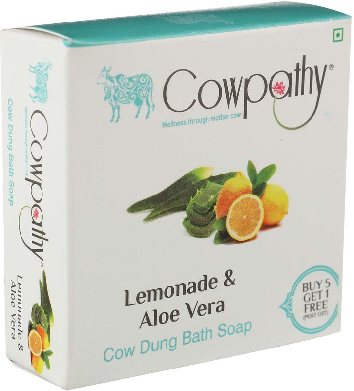 cowpathy Cow Dung bath Soap Lemonade & Aloe Vera(7 x 64.29 g)