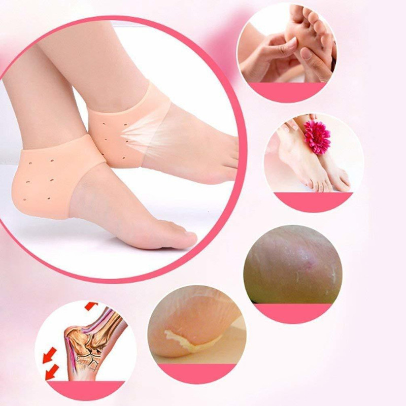 smile4u Moisturizing Gel Heel Socks Protector For Heel Anti-Crack ZX11 (BROWN) Heel Support(Brown)