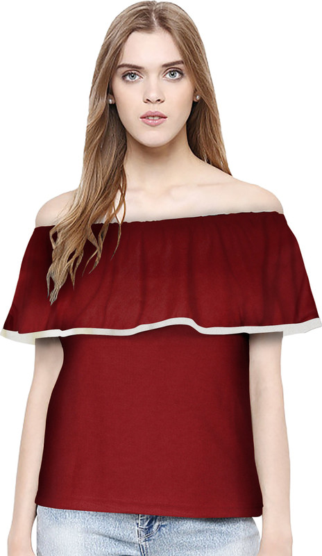 couple world Casual Short Sleeve Washed Women Maroon Top