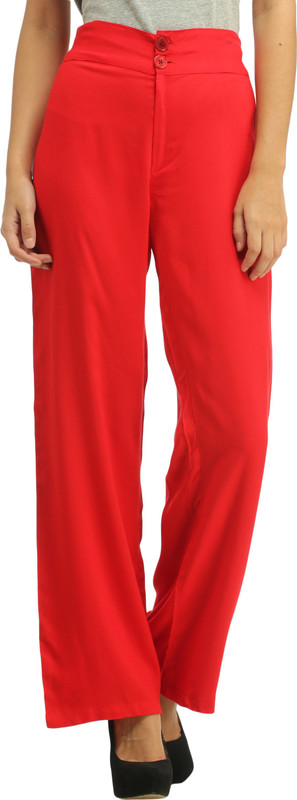 Cottinfab Slim Fit Women Red Trousers