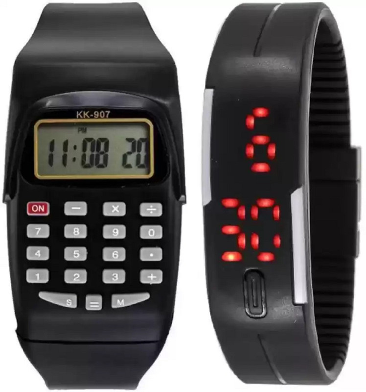 Buy povty New Model Black Designer Calculator watch and led pipe