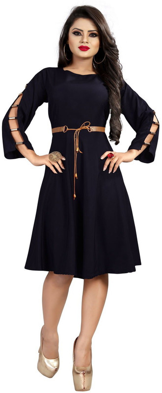 bhavani times Women A-line Black Dress