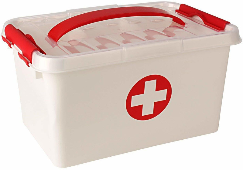hari Any Time Plastic First Aid Kit Emergency Medicine Storage Box and Lid with Handle Portable for Home Camping Travel Hiking (White, Standard) Pill Box(White)