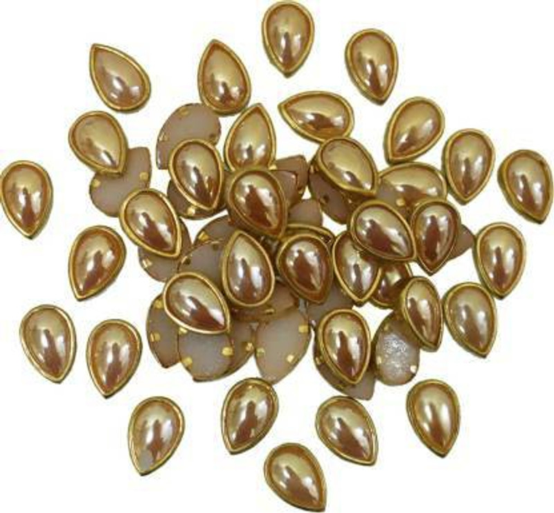 fashion cluster Creamy Gold Teardrop Kundan Stone for Craft, Embroidery