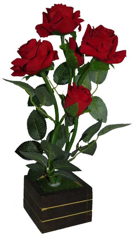 shoppersmall Red Color Artificial Rose Plant with Pot for Home Office Wild Artificial Plant  with Pot(30.48 cm, Red, Green, Black)