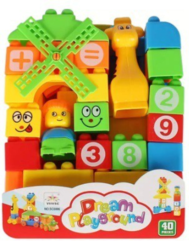 vridhi creations Toddler 40 Pcs School Bag Building Blocks Set For Kids(Multicolor)