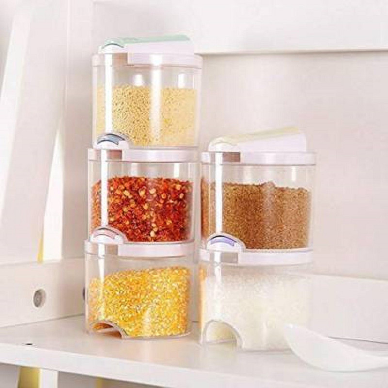 kreeza fashion New 5pcs/set Crystal Seasoning cans Pepper Salt Kitchen Spice Rack - 600 ml Plastic Spice Container (Pack of 5, Clear) - 100 ml Plastic Grocery Container, Tea Coffee & Sugar Container, Spice Container, Pickle Container & Salt Pepper Container  - 500 ml Plastic Grocery Container(Pack o