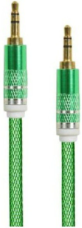 superdaze Exclusve Aux Cable With Steerl Wire Mesh 1 m AUX Cable(Compatible with Universal, Green, One Cable)