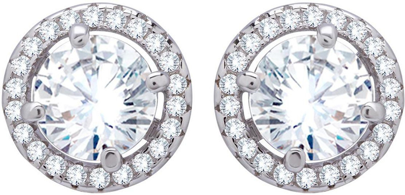 izaara 92.5 Sterling Silver Stud Earrings For Women & Girls Latest Cubic Zirconia Sterling Silver Stud Earring