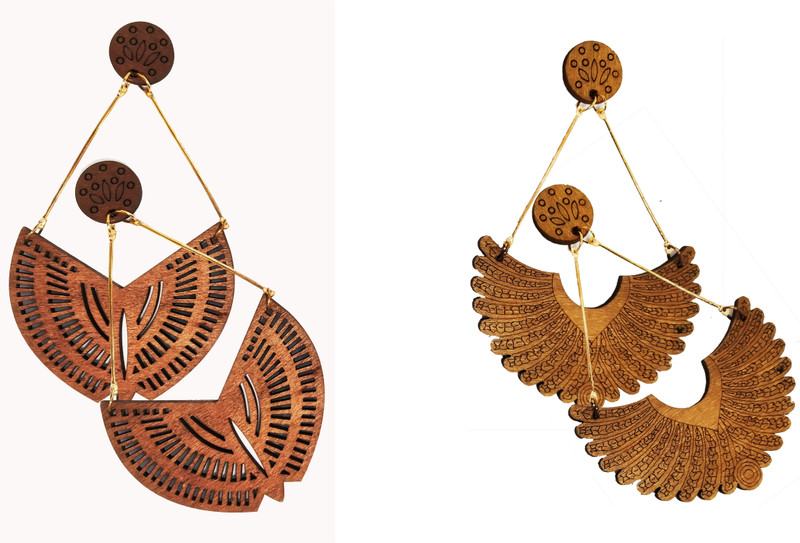 avikvi Wmen's Wooden Hoop Earrings Wood Drops & Danglers