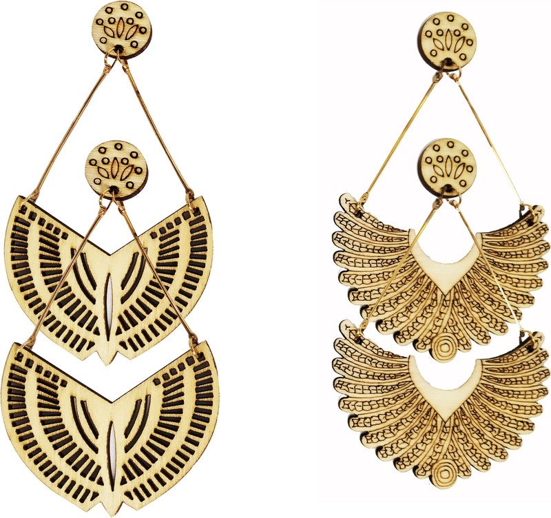 avikvi Women's Wooden Hoop Earrings Wood Drops & Danglers