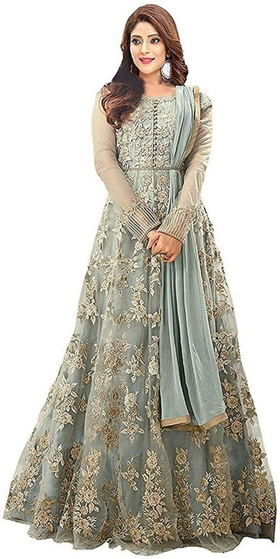 lehenga style Anarkali Gown(Grey)