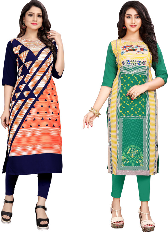 shivshakti creation Festive & Party Printed Women Kurti(Pack of 2, Multicolor)