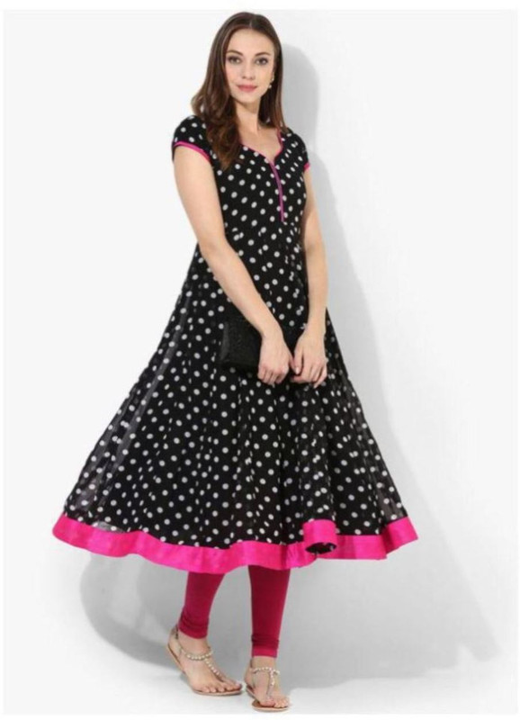 shree collection Formal Polka Print Women Kurti(Black)