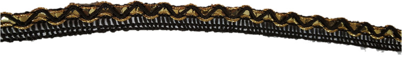 hariyanilace Sparkling Gota Patti Zig zag Style Fancy Lace black Lace Saree Falls(Black, Gold)