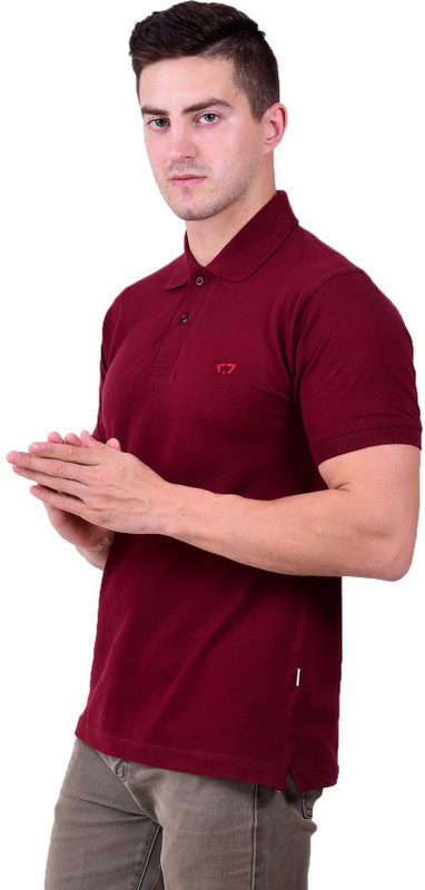limited colours Solid Men Collared Neck Maroon T-Shirt