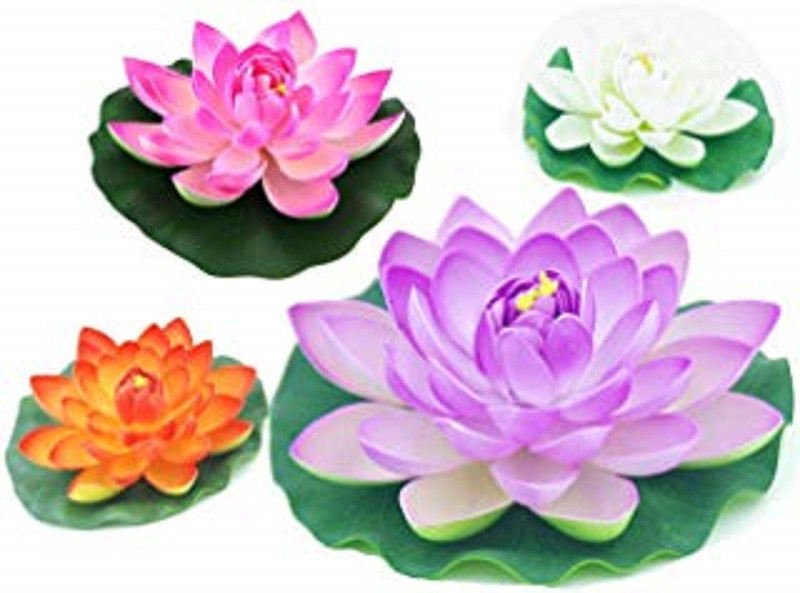 dannyboyzs Floating flowers-set of 4 artificial water flowers, floating lotus pond Multicolor Artificial Flower Multicolor Wild Flower Artificial Flower(4.5 inch, Pack of 4)