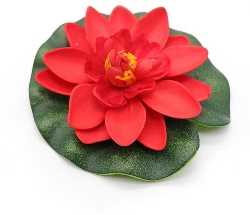 dilse Dilse Artificial Water Floating Lotus Home And Party Decorations Red Artificial Flower Red Wild Flower Artificial Flower(7 inch, Pack of 1)