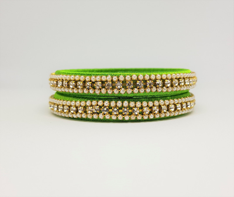 kulkat Fabric, Plastic, Silk Dori Bangle Set(Pack of 2)