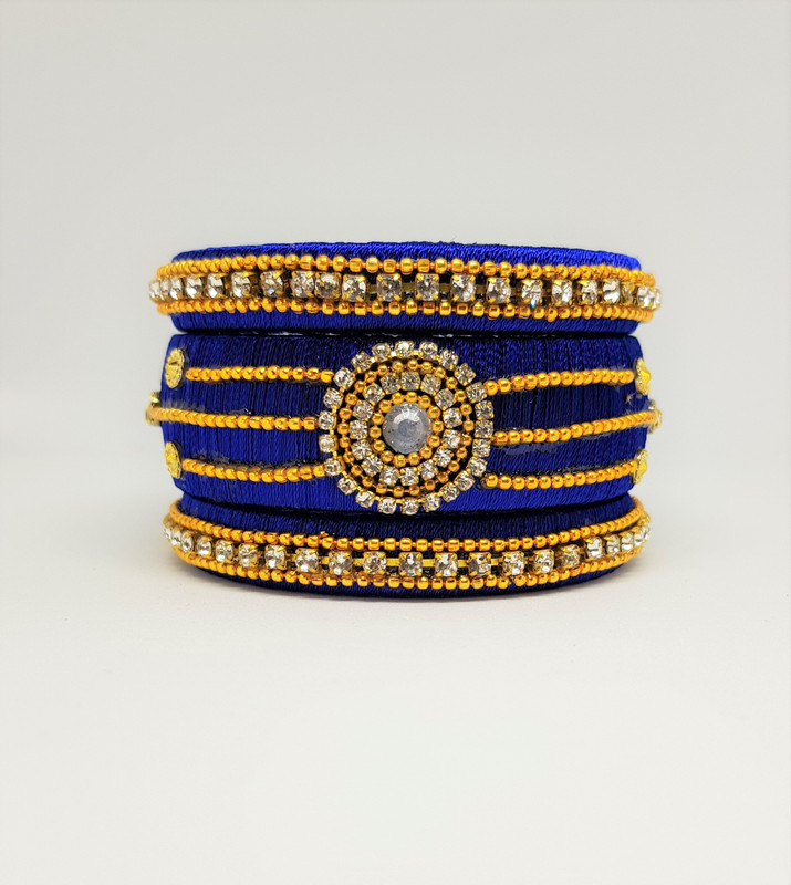 kulkat Fabric, Plastic, Silk Dori Bangle Set(Pack of 3)
