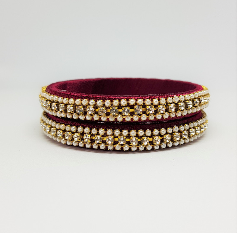 kulkat Fabric, Plastic, Silk Dori Bangle Set(Pack of 2)