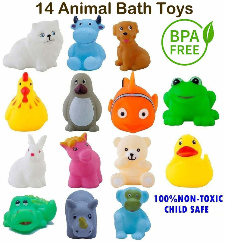 hinik Chu Chu Bath Toys 14Pc Non-Toxic Plastic Animal Shape Soft for Kids Bath Toy(Multicolor)