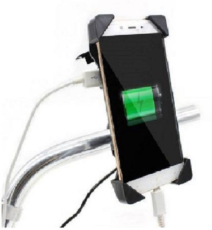 cosmetize Motorcycle Mobile Holder With USB Charger | 360 Rotation & Adjustable Bicycle Phone Holder